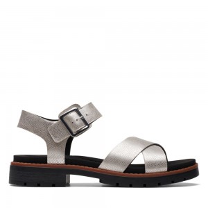 Dámské Sandály Ploché Clarks Orinoco Strap Stříbrné Metal | CZ-241690