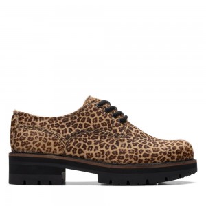 Dámské Společenské Boty Clarks Orianna Derby Leopard | CZ-173608