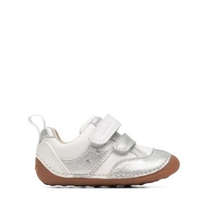 Dívčí Obuv Clarks Tiny Sky Toddler Bílé Metal | CZ-834729