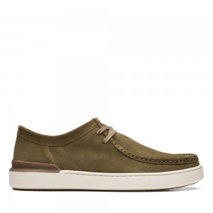 Pánské Tenisky Clarks Court Lite Wally Tmavě Olivy Zelené | CZ-680145