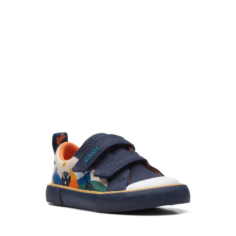 Chlapecké Plátěné Boty Clarks Foxing Play Toddler Tmavě Blankyt | CZ-732610