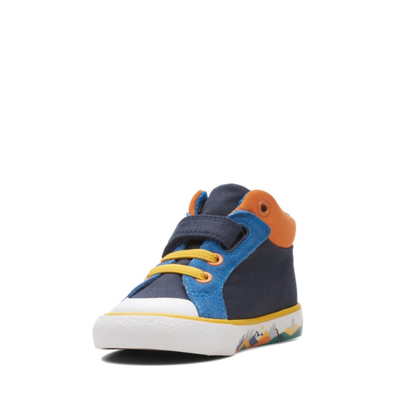 Chlapecké Plátěné Boty Clarks Foxing Pop Toddler Tmavě Blankyt | CZ-719043