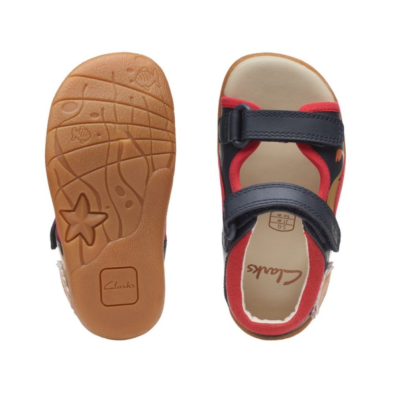 Chlapecké Sandály Clarks Zora Jungle Toddler Tmavě Blankyt Červené | CZ-497251