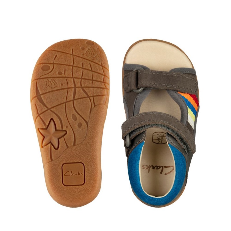 Chlapecké Sandály Clarks Zora Spirit Toddler Šedé | CZ-521670