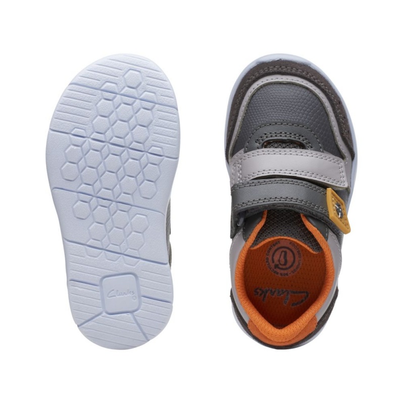 Chlapecké Tenisky Clarks Ath Roar Toddler Šedé | CZ-890637