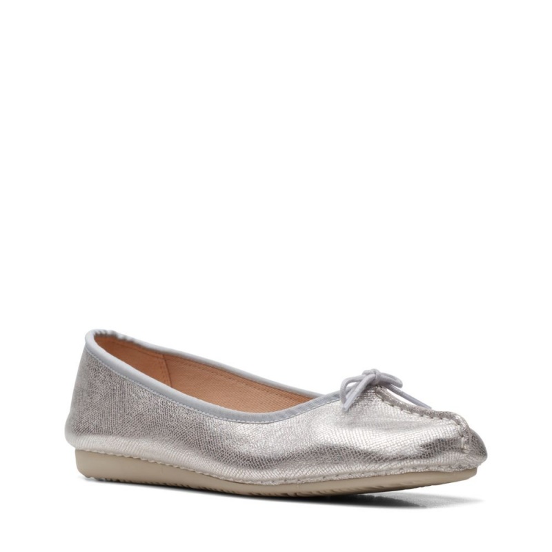 Dámské Baleríny Clarks Freckle Ice Stříbrné Metal | CZ-086123