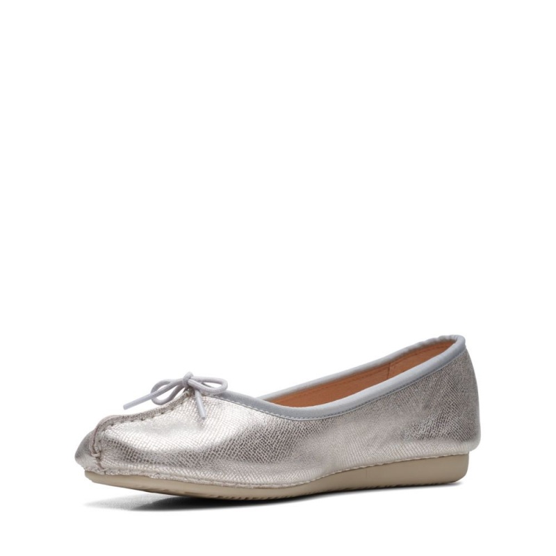 Dámské Baleríny Clarks Freckle Ice Stříbrné Metal | CZ-086123