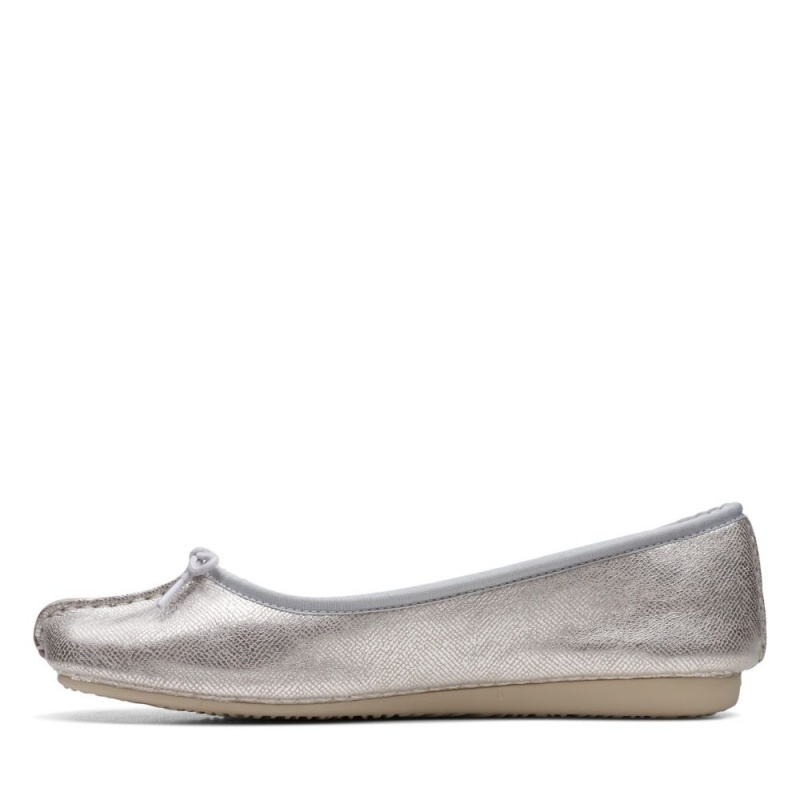 Dámské Baleríny Clarks Freckle Ice Stříbrné Metal | CZ-086123