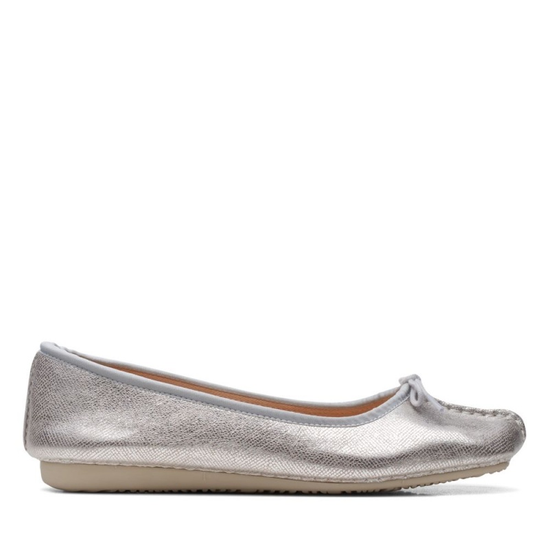 Dámské Baleríny Clarks Freckle Ice Stříbrné Metal | CZ-086123