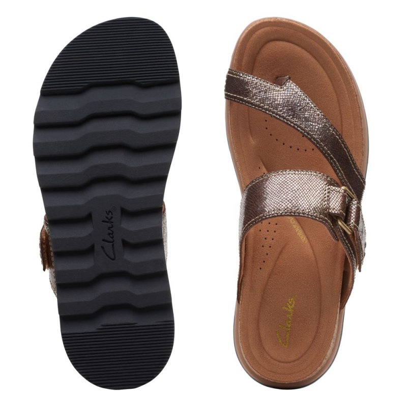 Dámské Nazouváky Clarks Yacht Beach Hnědé Metal | CZ-947851