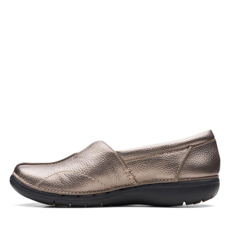 Dámské Ploché Boty Clarks Un Loop Stride Stříbrné | CZ-824396