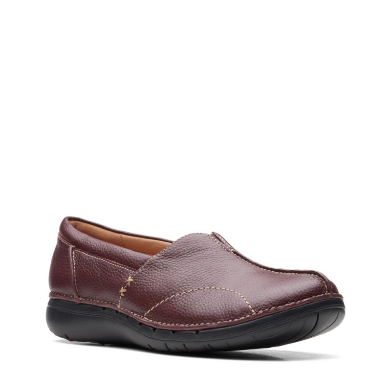 Dámské Ploché Boty Clarks Un Loop Stride Vínové | CZ-706523