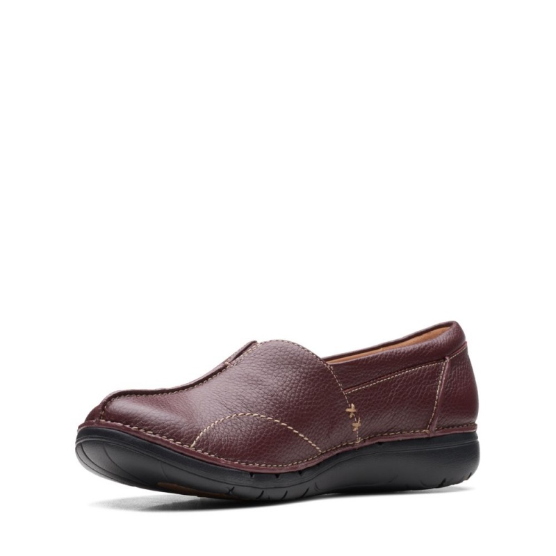 Dámské Ploché Boty Clarks Un Loop Stride Vínové | CZ-706523