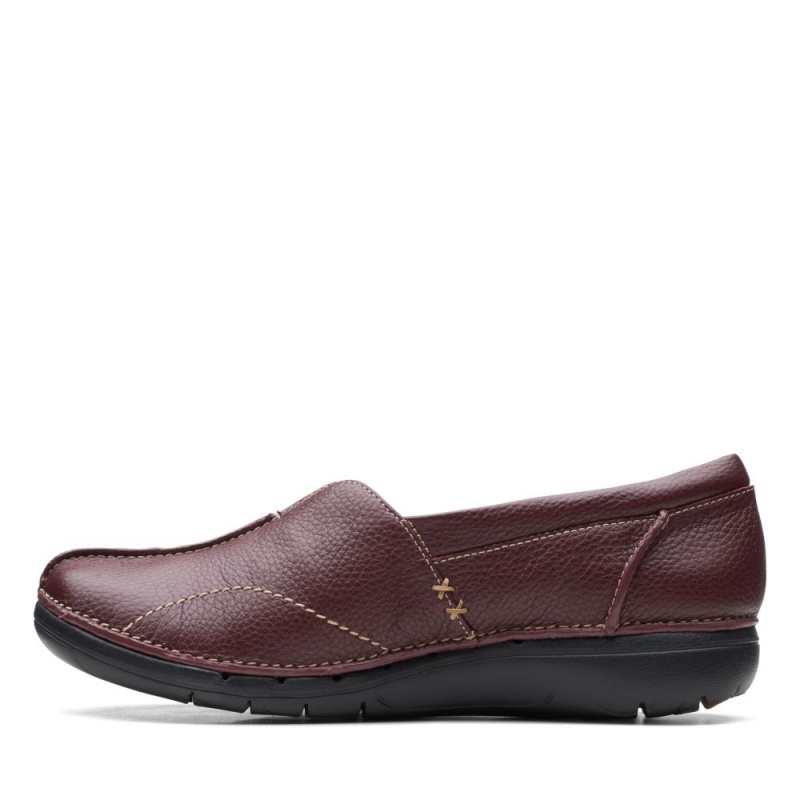 Dámské Ploché Boty Clarks Un Loop Stride Vínové | CZ-706523