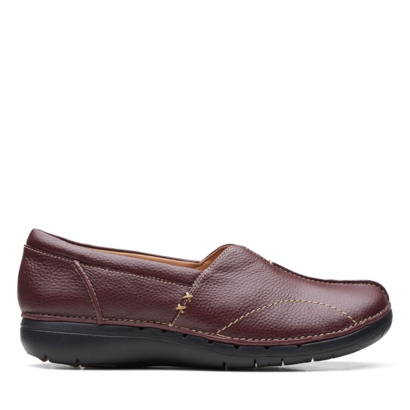 Dámské Ploché Boty Clarks Un Loop Stride Vínové | CZ-706523