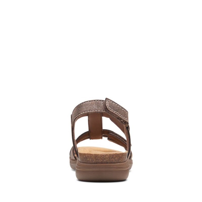 Dámské Sandály Ploché Clarks April Cove Hnědé Metal | CZ-305478