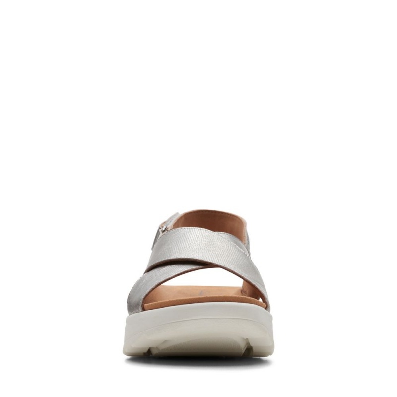 Dámské Sandály Ploché Clarks Dash Lite Wish Stříbrné Metal | CZ-847903