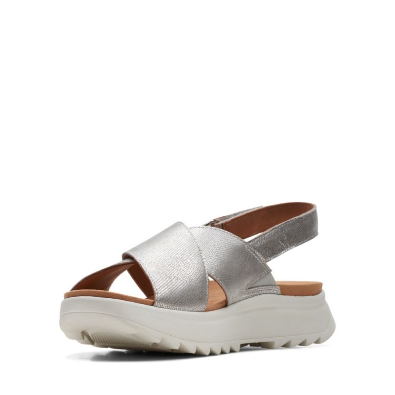 Dámské Sandály Ploché Clarks Dash Lite Wish Stříbrné Metal | CZ-847903