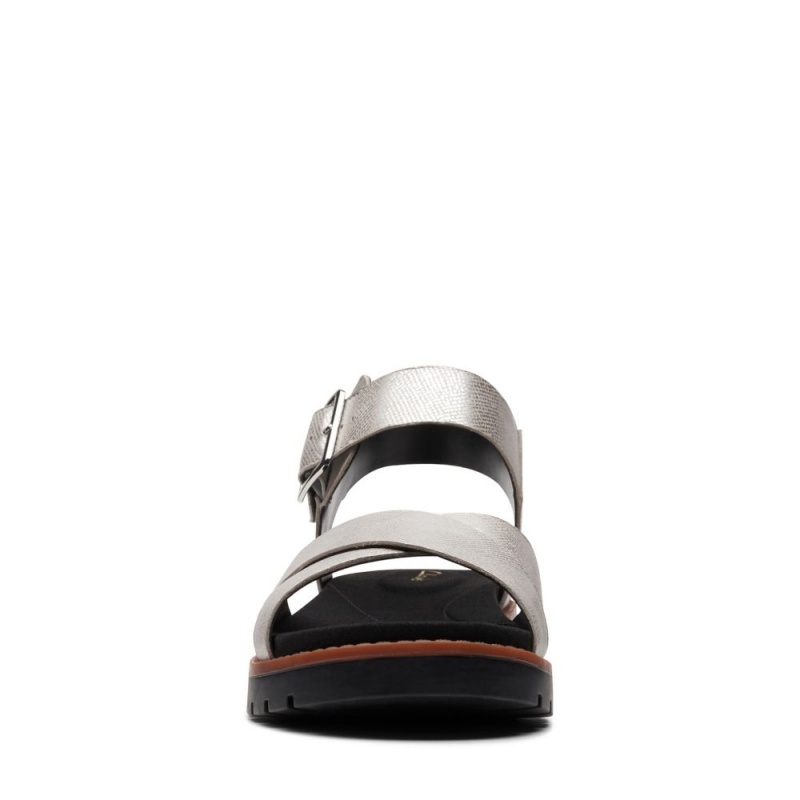 Dámské Sandály Ploché Clarks Orinoco Strap Stříbrné Metal | CZ-241690