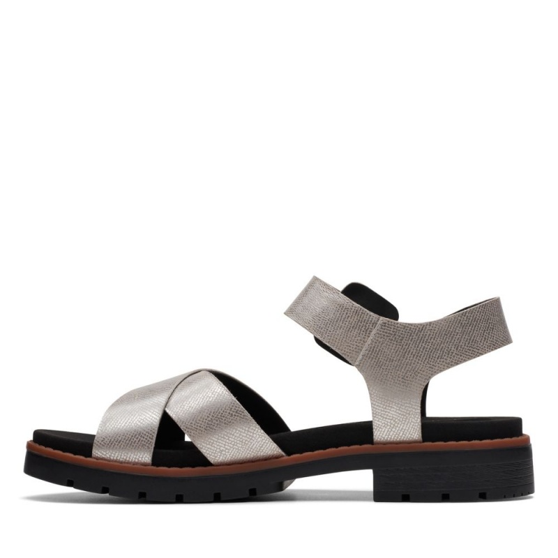 Dámské Sandály Ploché Clarks Orinoco Strap Stříbrné Metal | CZ-241690