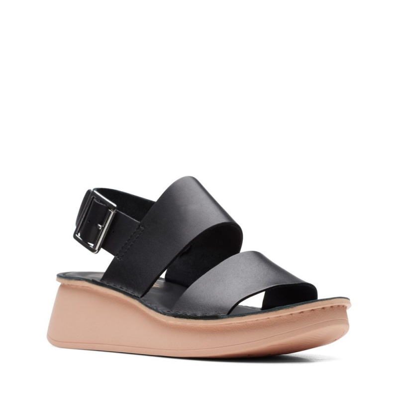 Dámské Sandály na Klínku Clarks Velhill Strap Černé | CZ-634185