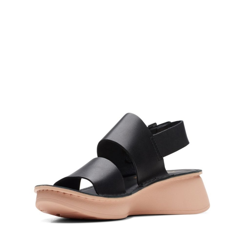 Dámské Sandály na Klínku Clarks Velhill Strap Černé | CZ-634185