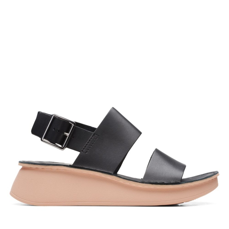 Dámské Sandály na Klínku Clarks Velhill Strap Černé | CZ-634185