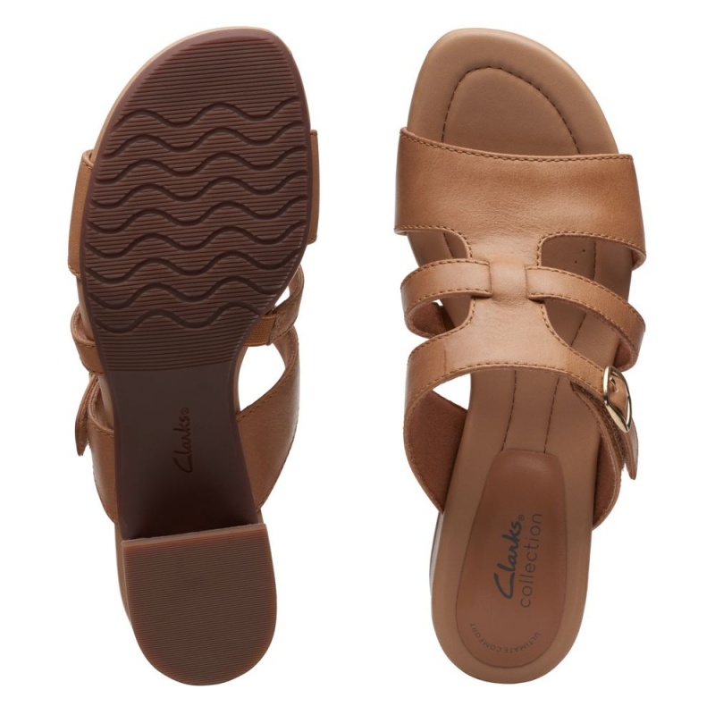 Dámské Sandály na Podpatku Clarks Desirae Palm Světle Hnědé | CZ-369158