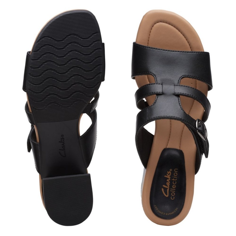 Dámské Sandály na Podpatku Clarks Desirae Palm Černé | CZ-149357