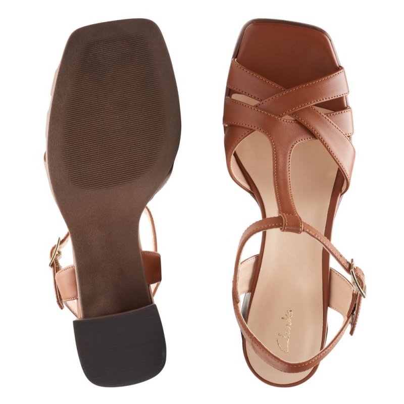 Dámské Sandály na Podpatku Clarks Nisby Strap Hnědé | CZ-809315