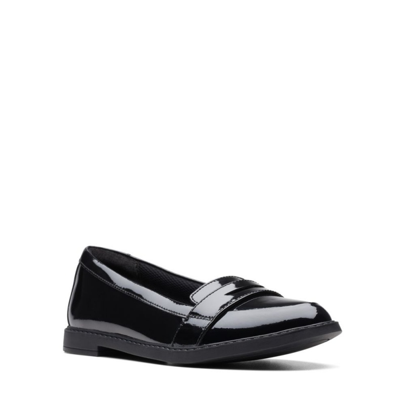 Dívčí Boty do Školy Clarks Scala Loafer Youth Černé | CZ-029785