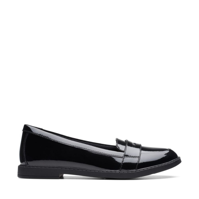 Dívčí Boty do Školy Clarks Scala Loafer Youth Černé | CZ-029785