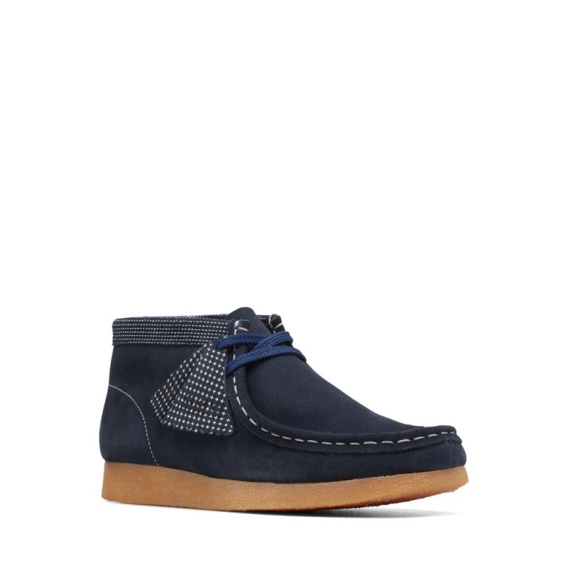 Dívčí Boty do Školy Clarks Wallabee Boot Older Tmavě Blankyt | CZ-038529