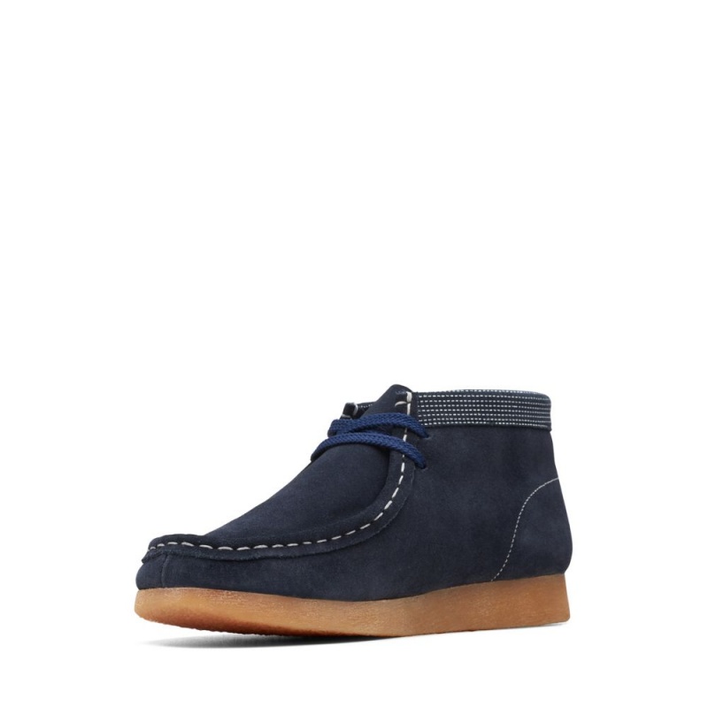 Dívčí Boty do Školy Clarks Wallabee Boot Older Tmavě Blankyt | CZ-038529