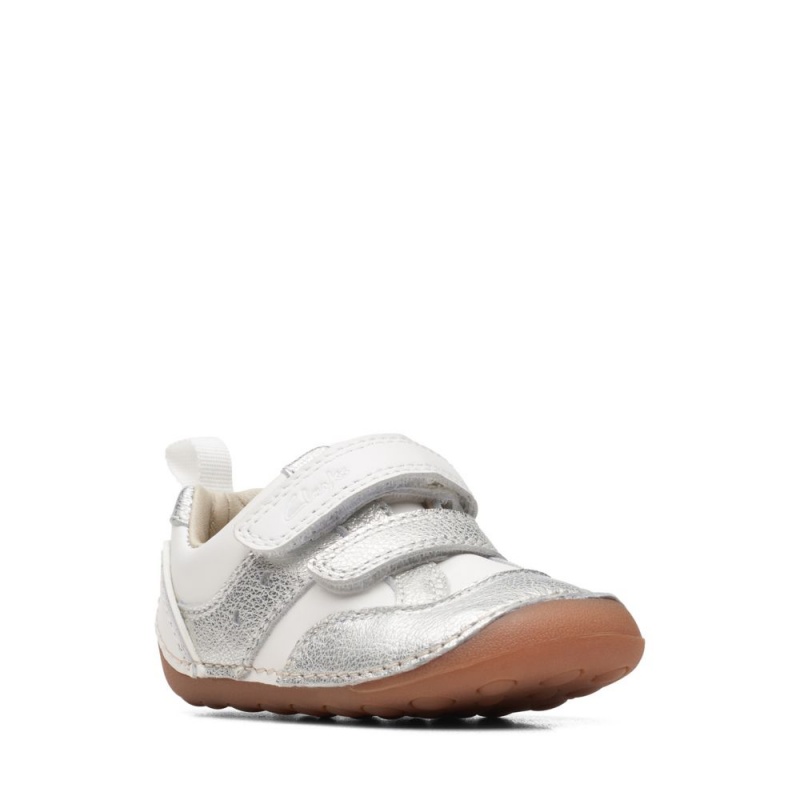 Dívčí Obuv Clarks Tiny Sky Toddler Bílé Metal | CZ-834729