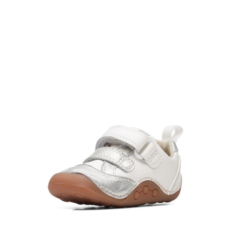 Dívčí Obuv Clarks Tiny Sky Toddler Bílé Metal | CZ-834729