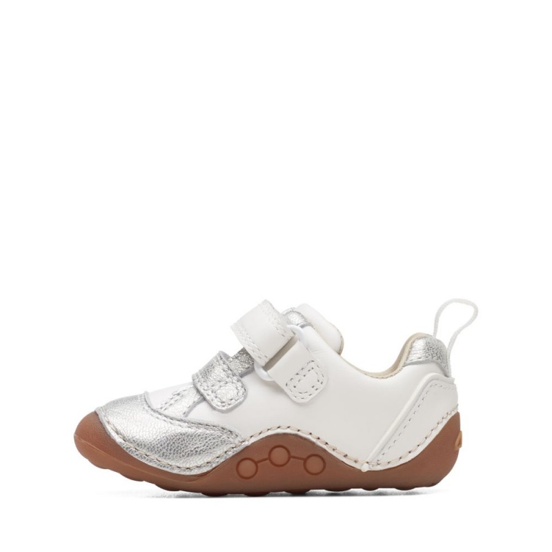 Dívčí Obuv Clarks Tiny Sky Toddler Bílé Metal | CZ-834729