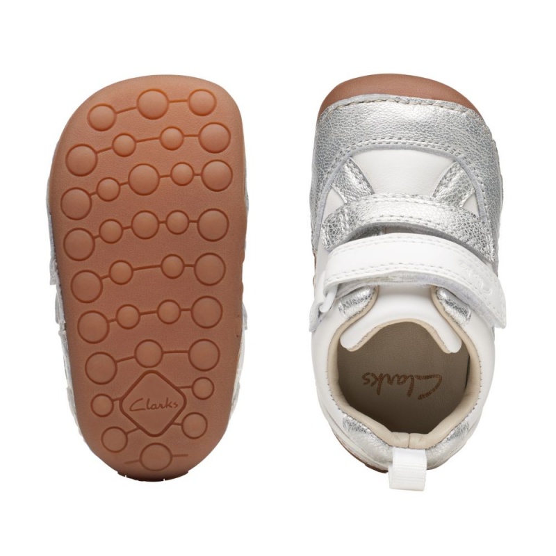 Dívčí Obuv Clarks Tiny Sky Toddler Bílé Metal | CZ-834729