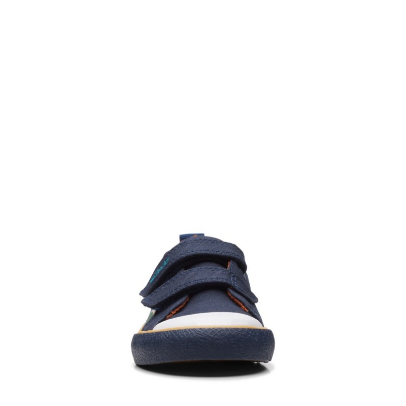 Dívčí Plátěné Boty Clarks Foxing Play Toddler Tmavě Blankyt | CZ-401835