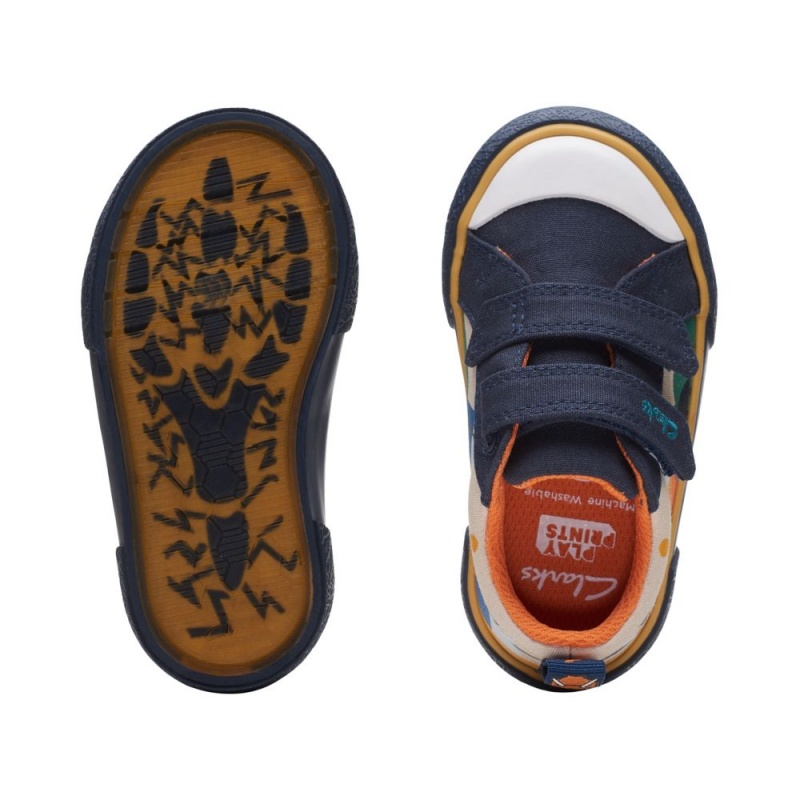 Dívčí Plátěné Boty Clarks Foxing Play Toddler Tmavě Blankyt | CZ-401835