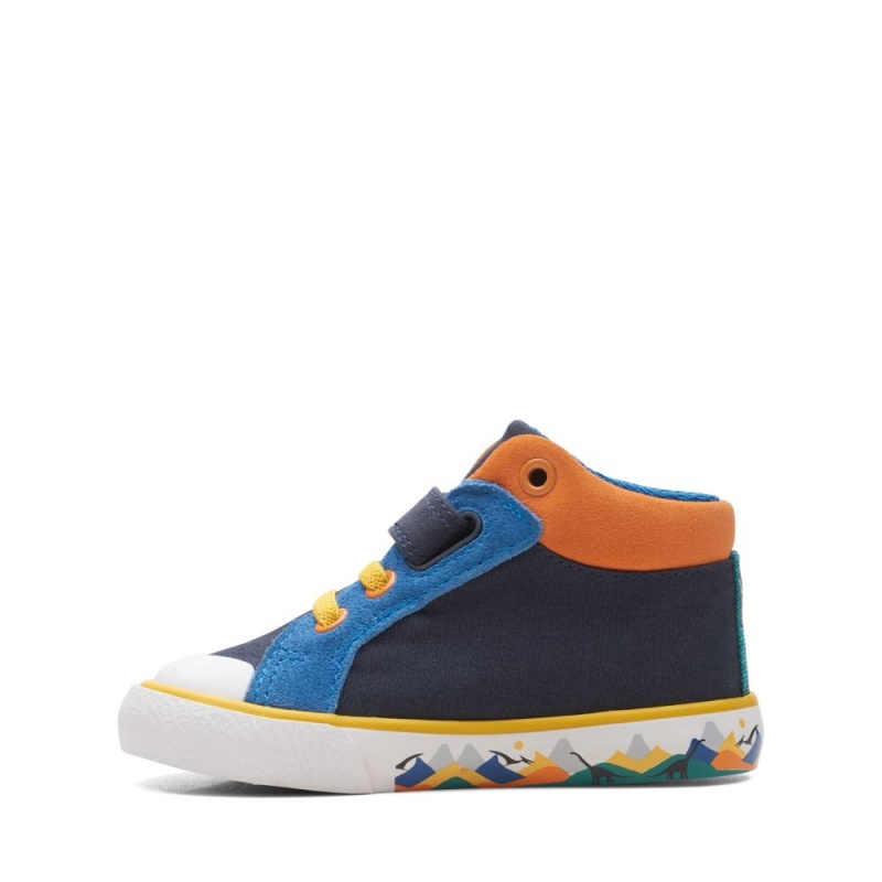 Dívčí Plátěné Boty Clarks Foxing Pop Toddler Tmavě Blankyt | CZ-261057