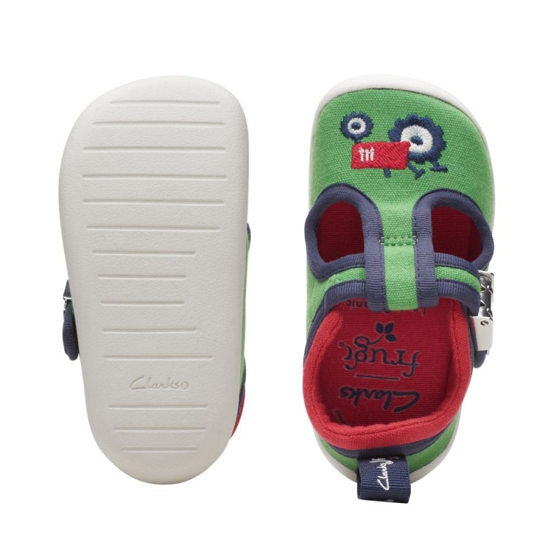 Dívčí Plátěné Boty Clarks Roamer Reen Toddler Zelene | CZ-215309