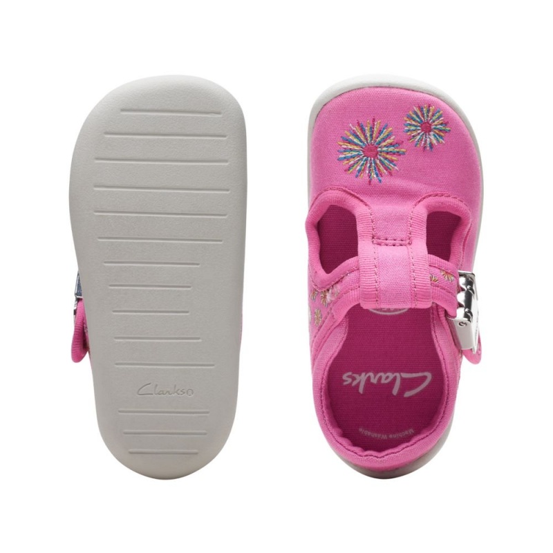 Dívčí Plátěné Boty Clarks Roamer Sun Toddler Růžové | CZ-761809