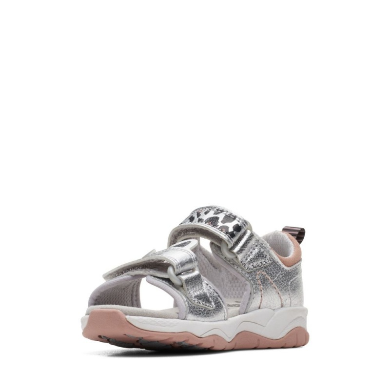 Dívčí Sandály Clarks Clowder Print Toddler Stříbrné | CZ-357182