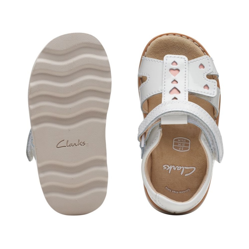 Dívčí Sandály Clarks Crown Beat Toddler Bílé | CZ-703862