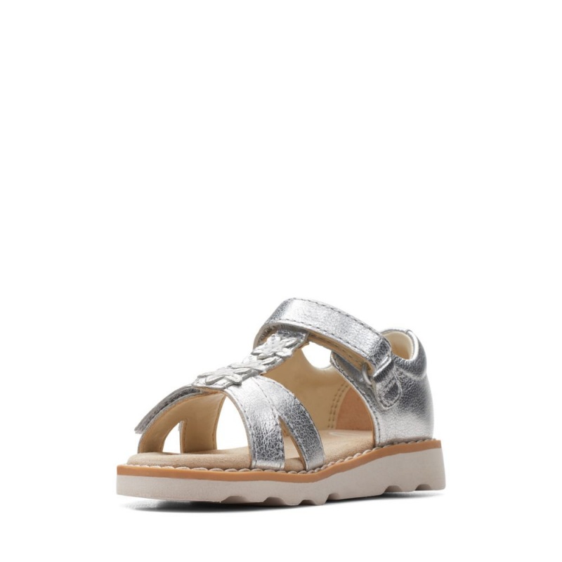 Dívčí Sandály Clarks Crown Flower Toddler Stříbrné | CZ-541690