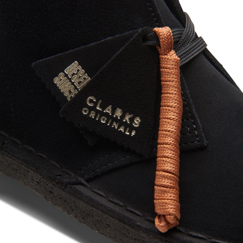 Pánské Kotníkové Boty Clarks Originál Desert Boot Černé | CZ-513796