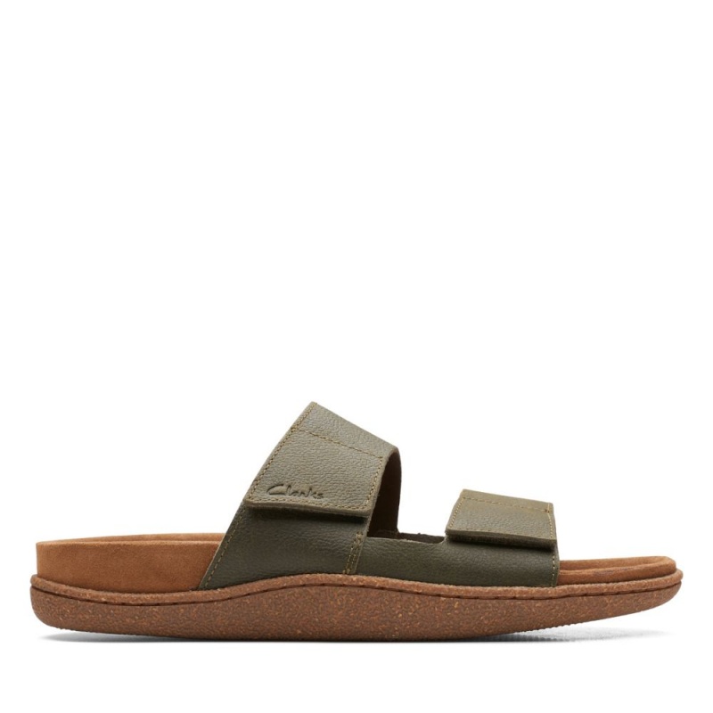 Pánské Sandály Clarks Pilton Strap Tmavě Olivy Zelené | CZ-530481