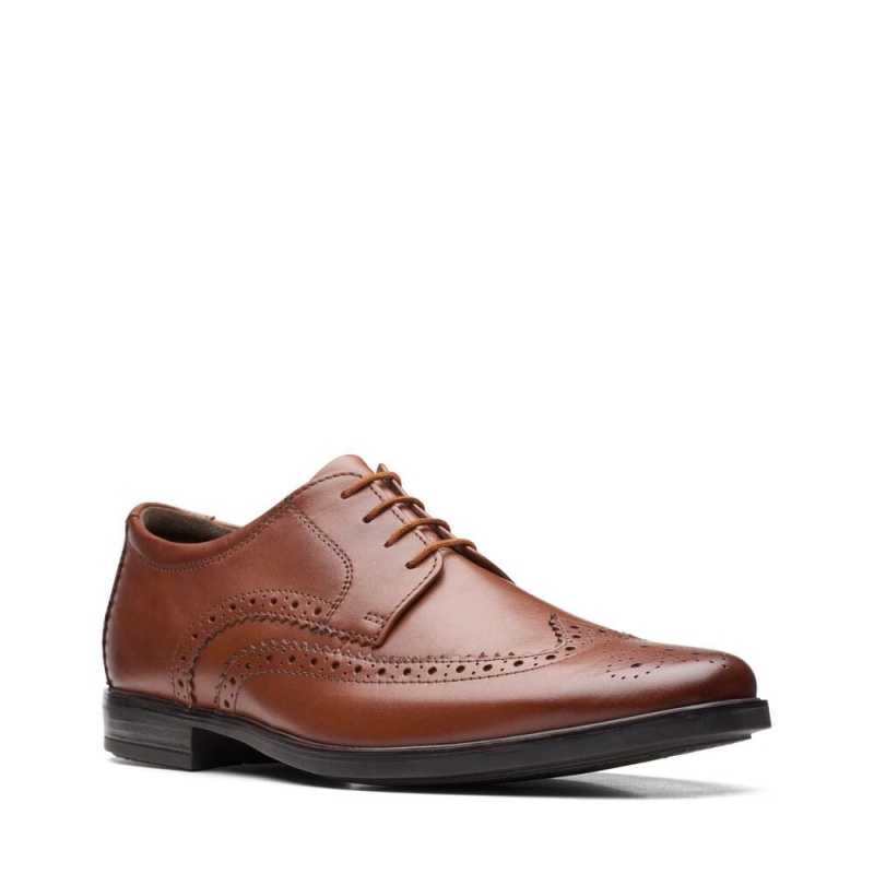 Pánské Společenské Boty Clarks Howard Wing Tmavě Hnědé | CZ-648093