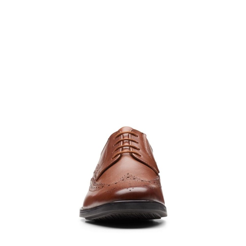 Pánské Společenské Boty Clarks Howard Wing Tmavě Hnědé | CZ-648093